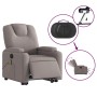 Elektrischer Massagesessel mit Aufstehhilfe in Taupe mit Getränkehalter und Massagefunktion.