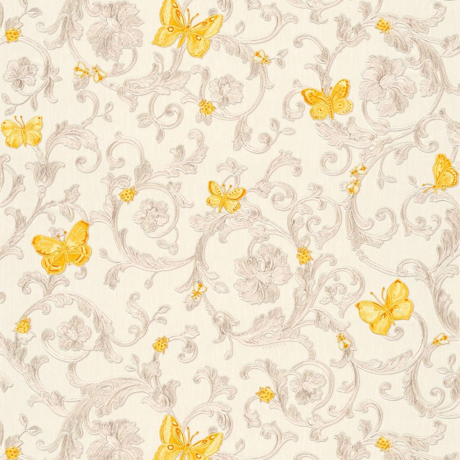 PROFHOME 343253-GU Luxus Tapete Blumen Schimmernd Gelb Gold Creme 7,035 m2 günstig online kaufen