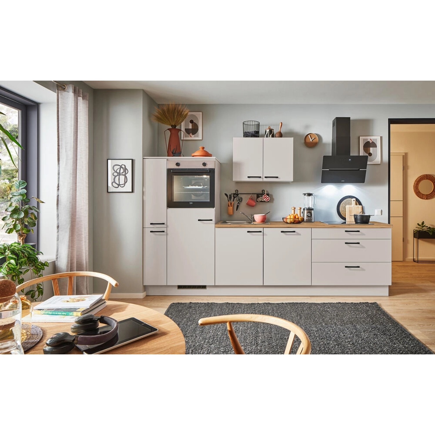 pino Küchenzeile 310 cm Kaschmirgrau Anschlag,inks 1 Geräte-. 1 Seitenschra günstig online kaufen