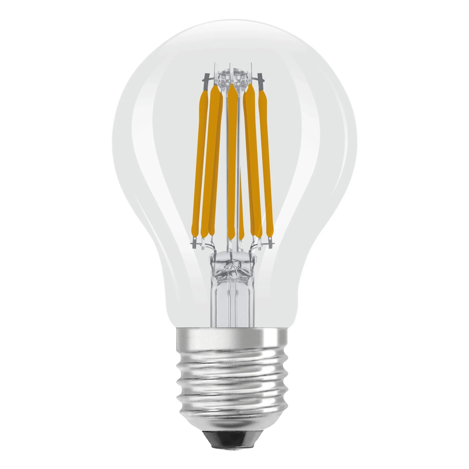 Osram LED-Lampe E27 in Glühlampenform A100, 7.2W, 2700K. Klare LED Filament Lampe.