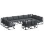 vidaXL Garten-Sofa-Set, 12-teilig, schwarz, Aluminium. Modulares Lounge-Set mit Kissen.