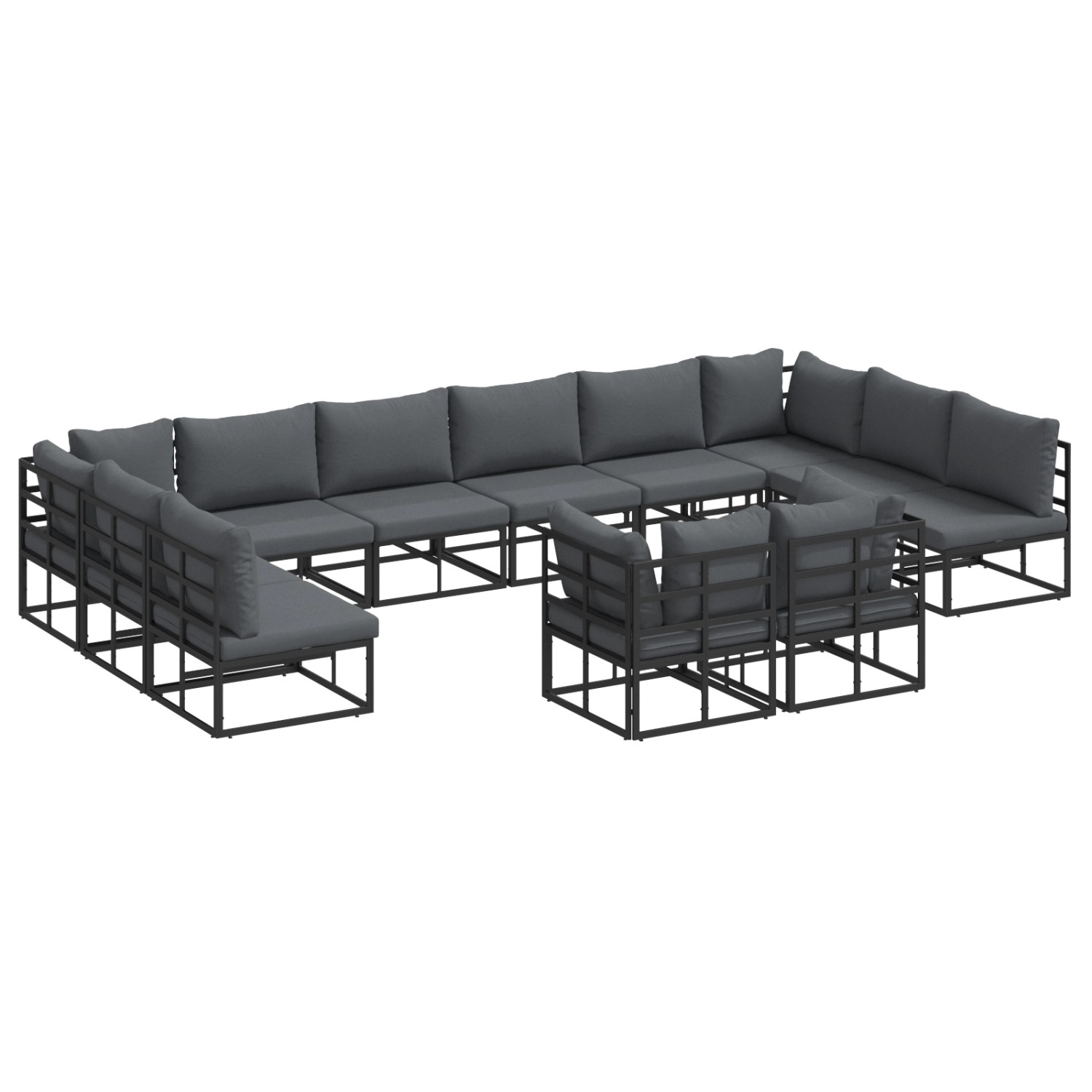 vidaXL Garten-Sofa-Set mit Kissen 12-Tlg Schwarz Aluminium 3378924 günstig online kaufen