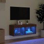 VidaXL TV-Schrank in Braun Eichen-Optik mit LED-Beleuchtung, wandmontiert.