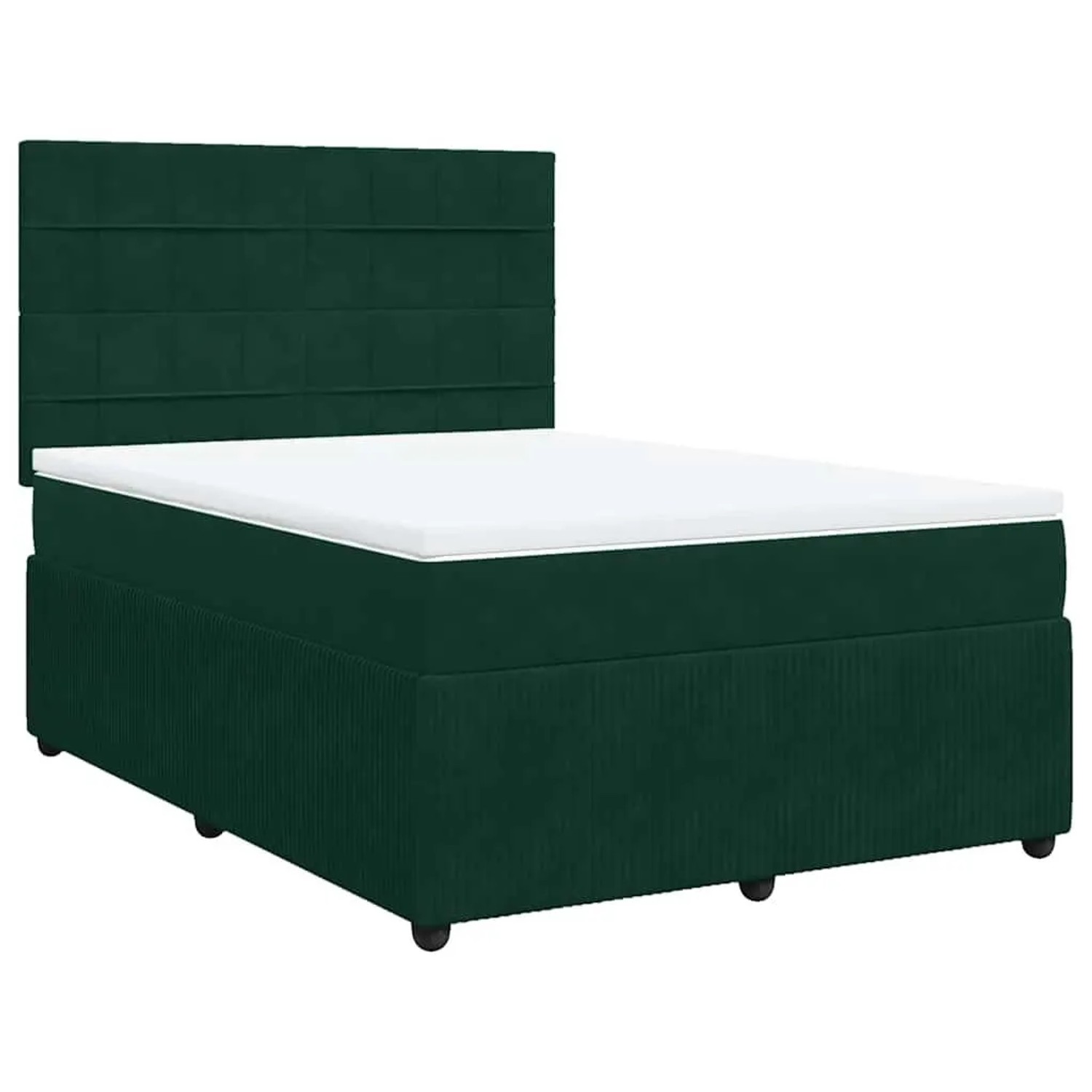 vidaXL Boxspringbett mit Matratze Dunkelgrün 140x200 cm Samt 3292361 günstig online kaufen