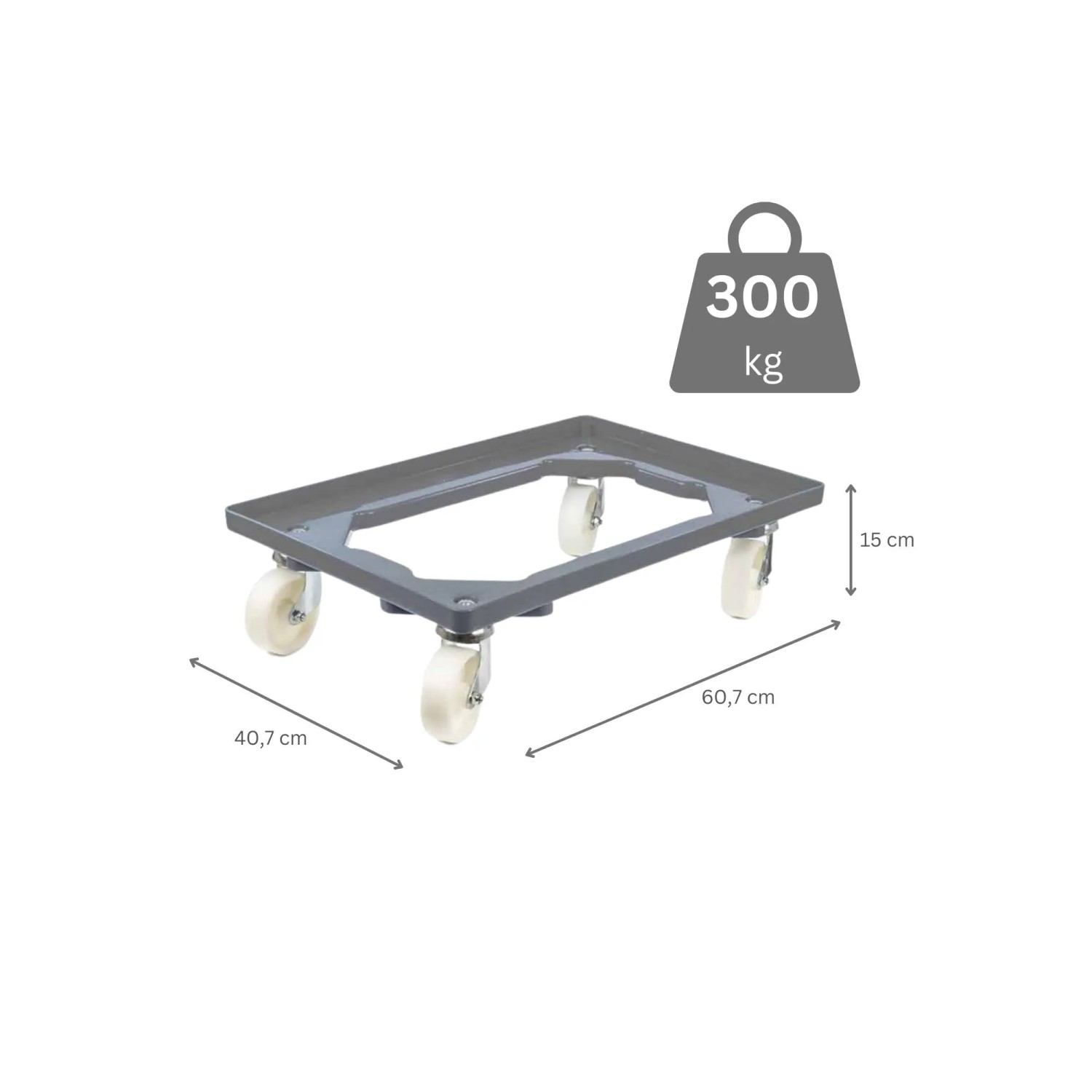 Hygiene Transportroller für Kisten 60 x 40 cm mit 2 Bock- und 2