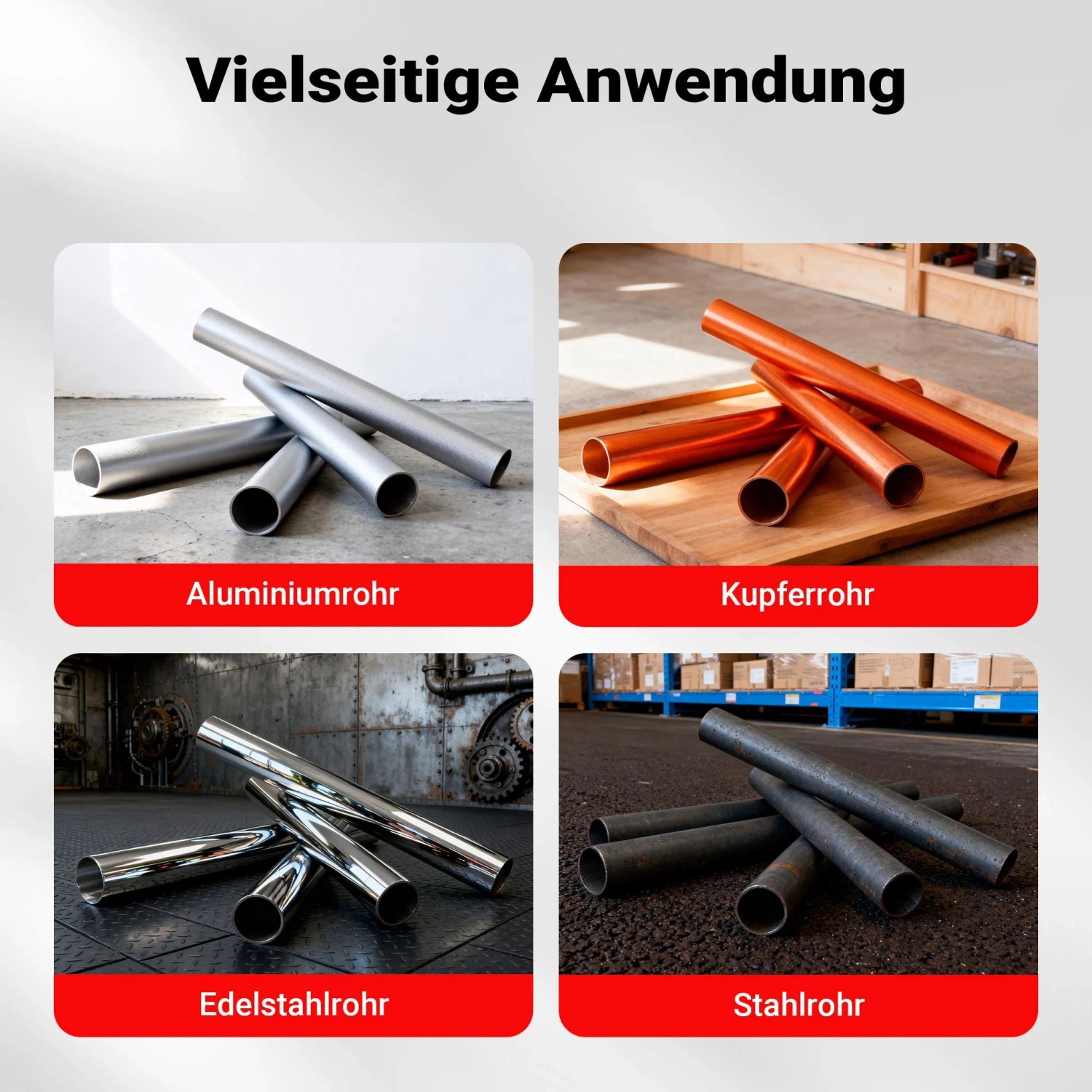 Rohrbiegemaschine: Aluminium-, Kupfer-, Edelstahl- und Stahlrohre zeigen vielseitige Anwendungsmöglichkeiten.