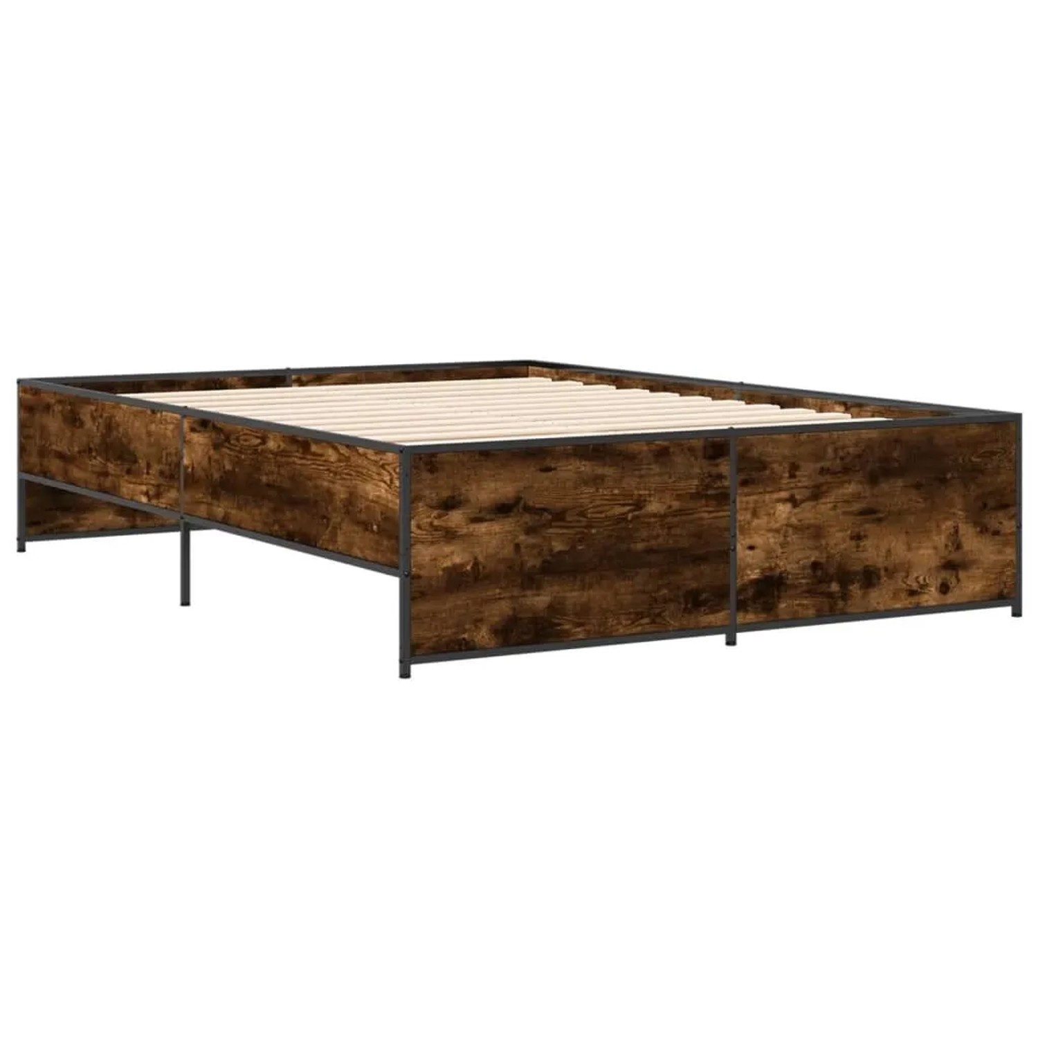 vidaXL Bettgestell Räuchereiche 140x190 cm Holzwerkstoff und Metall 3279899 günstig online kaufen