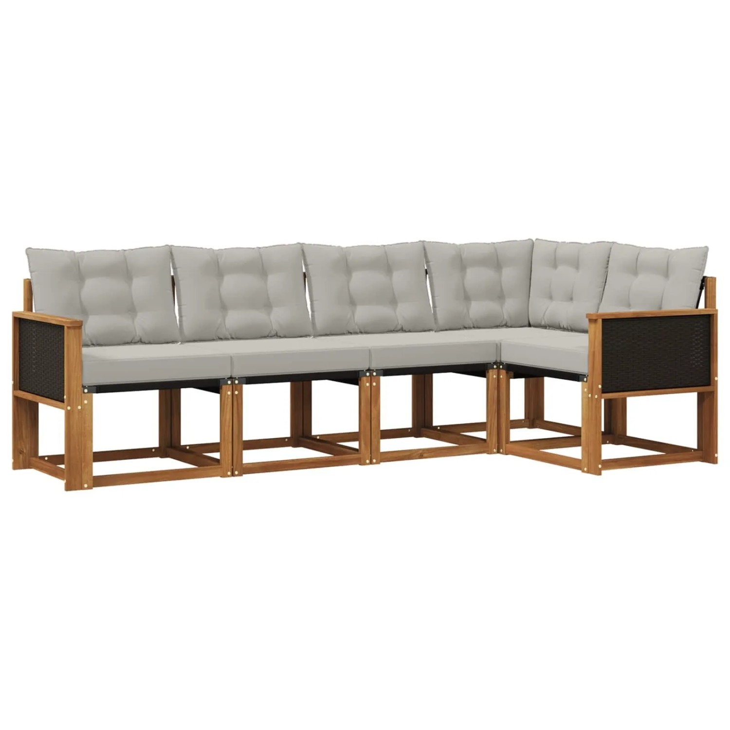 vidaXL Outdoor-Sofagarnitur mit Kissen 5 Stk Natur und Hellgrau 3381943