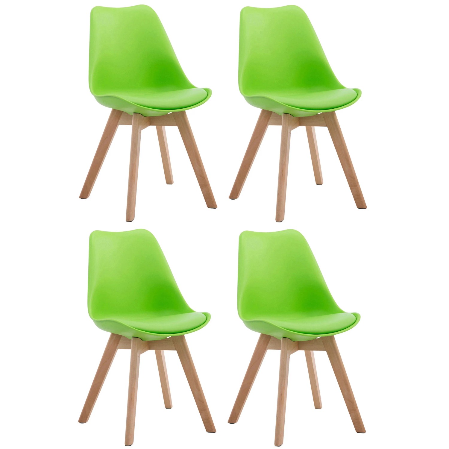CLP 4er Set Besucherstühle Borneo Kunstleder Grün/Natura
