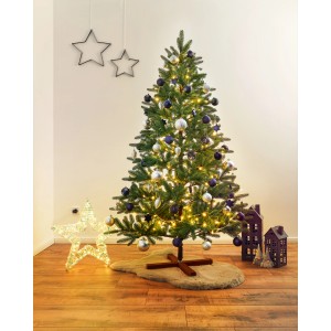 Kunsttanne Dalbyn XL, 180 cm, mit Holzständer für Innenräume. Grüner Weihnachtsbaum ohne Schmuck.