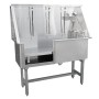 Monstershop Edelstahl Haustier Badewanne, 400mm, mit Brause und Ablage.