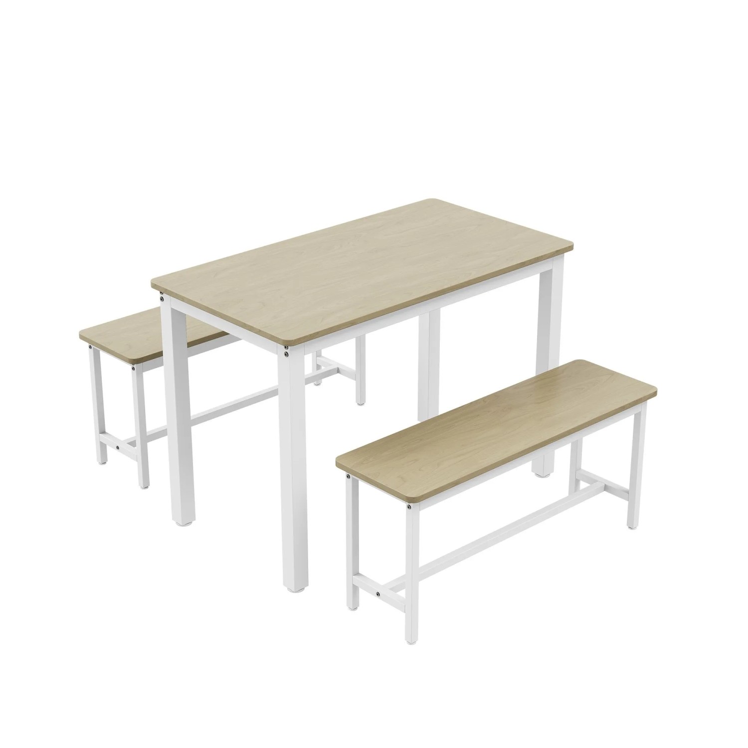 PXloue Esstisch 110 cm mit 2 Bänken für 4 Personen Natur