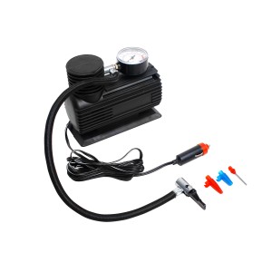 Eufab Mini-Kompressor 12V zum Aufpumpen von Reifen und Bällen, mit Manometer und Adaptern.