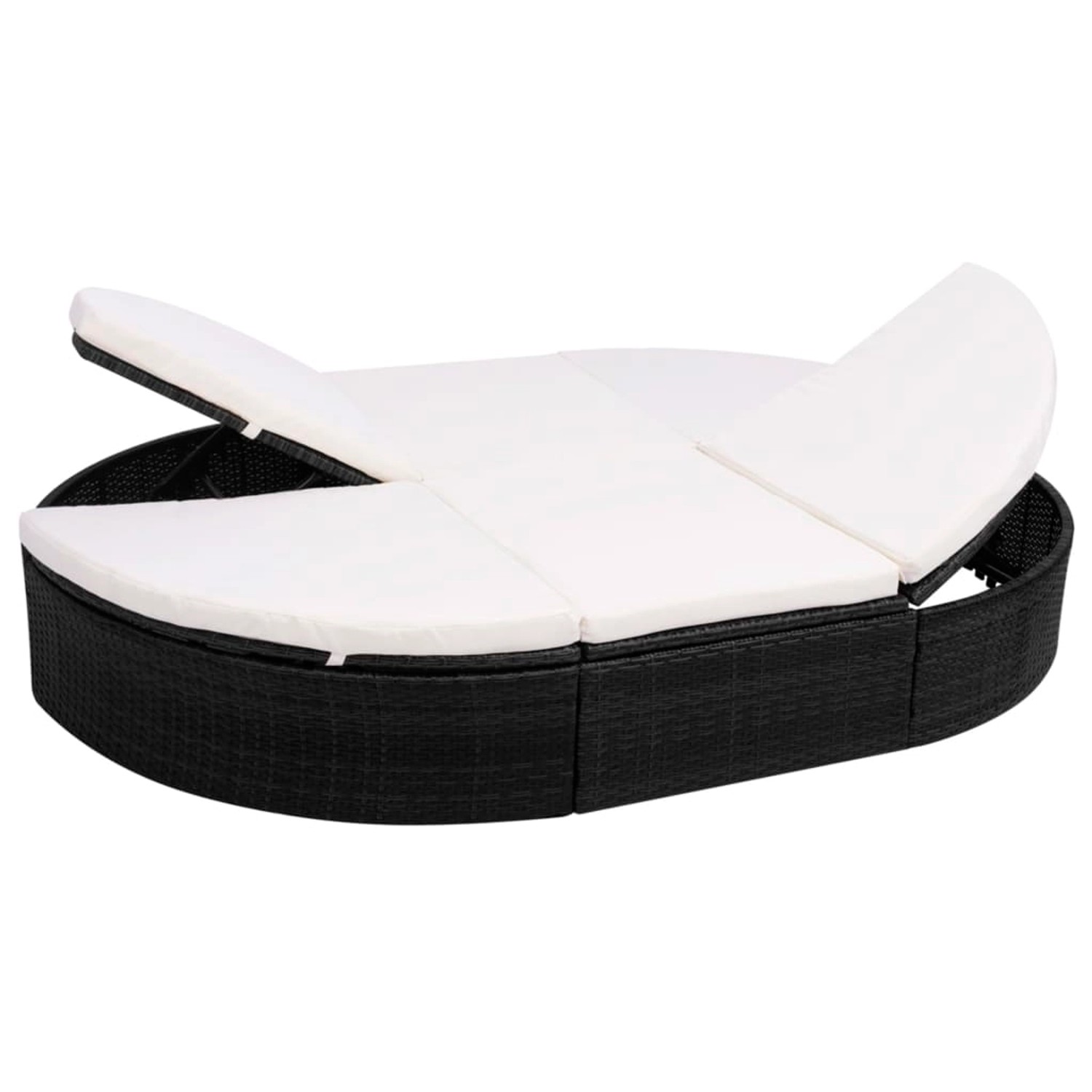 Outdoor-lounge-bett Mit Polster Poly Rattan Schwarz günstig online kaufen