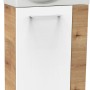 Fackelmann Waschbeckenunterschrank SBC Asteiche, 44 cm breit, mit weißer Front und Griff.