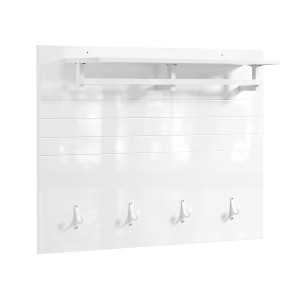 SoBuy Wandgarderobe Garderobenleiste mit Regal und Haken Garderobenpaneel für Flur FHK36-W