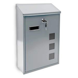 Relaxdays Briefkasten Metall Silber Abschließbar Mit 3 Fenstern 25 cm x 40 cm x 10 cm 2,1 kg