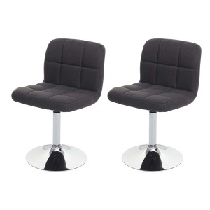 2er Set: Dunkelgraue MCW Esszimmerstühle Cadiz mit Chromfuß, Polsterstühle für Esszimmer und Küche.
