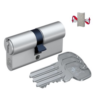 BASI Kurzzylinder 27/33 mm, gleichschließend mit Notfunktion und Schlüssel für dünne Türen.