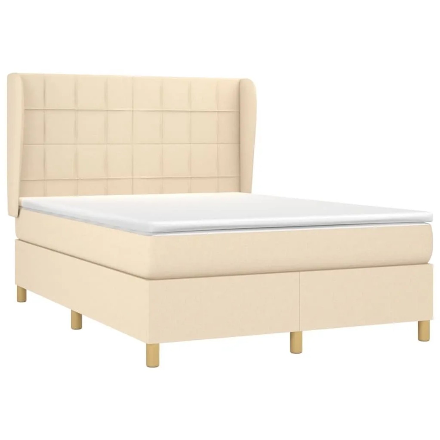 vidaXL Boxspringbett mit Matratze Creme 140x190 cm Stoff 3128522