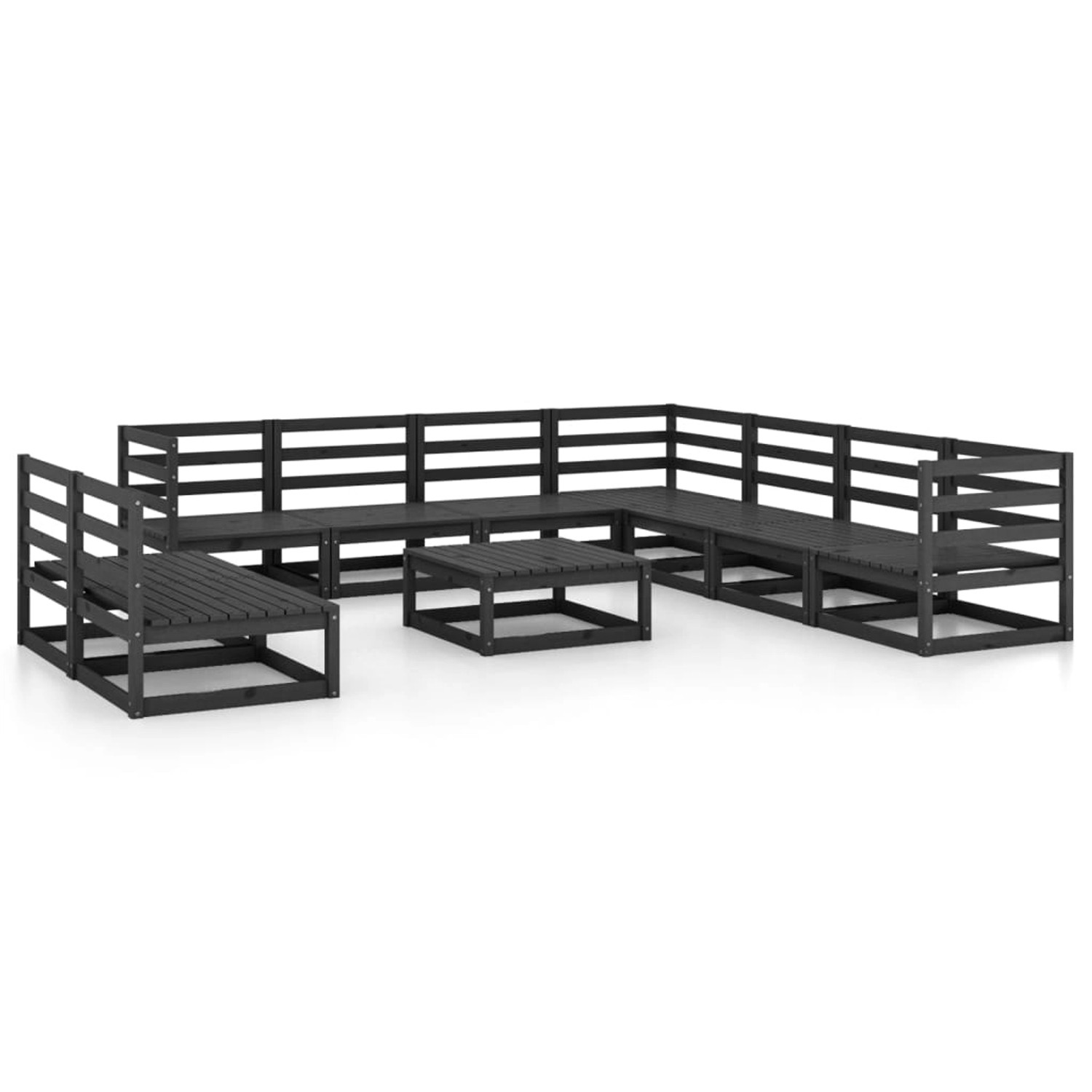 vidaXL 10-tlg Garten-Lounge-Set Schwarz Massivholz Kiefer Modell 6 günstig online kaufen