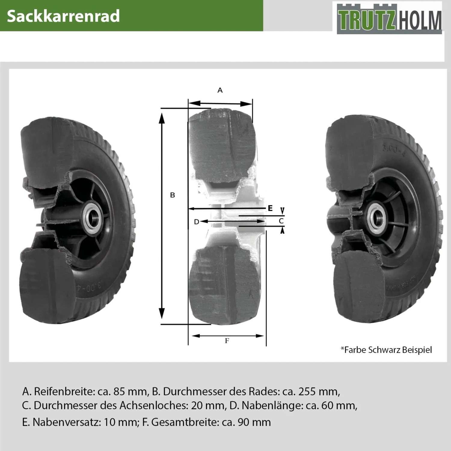 4er Set TRUTZHOLM Sackkarrenräder, 260x85mm, pinke Felge, Kugellager. Ideal für Baumaschinen & Transport.