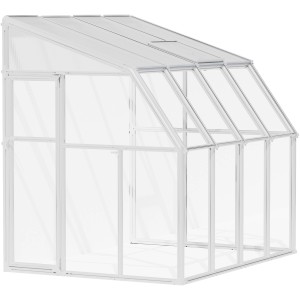 Palram Canopia Gewächshaus Sun Room, 262x201 cm, weiß, mit Polycarbonat Dach und Acrylglas Wänden.