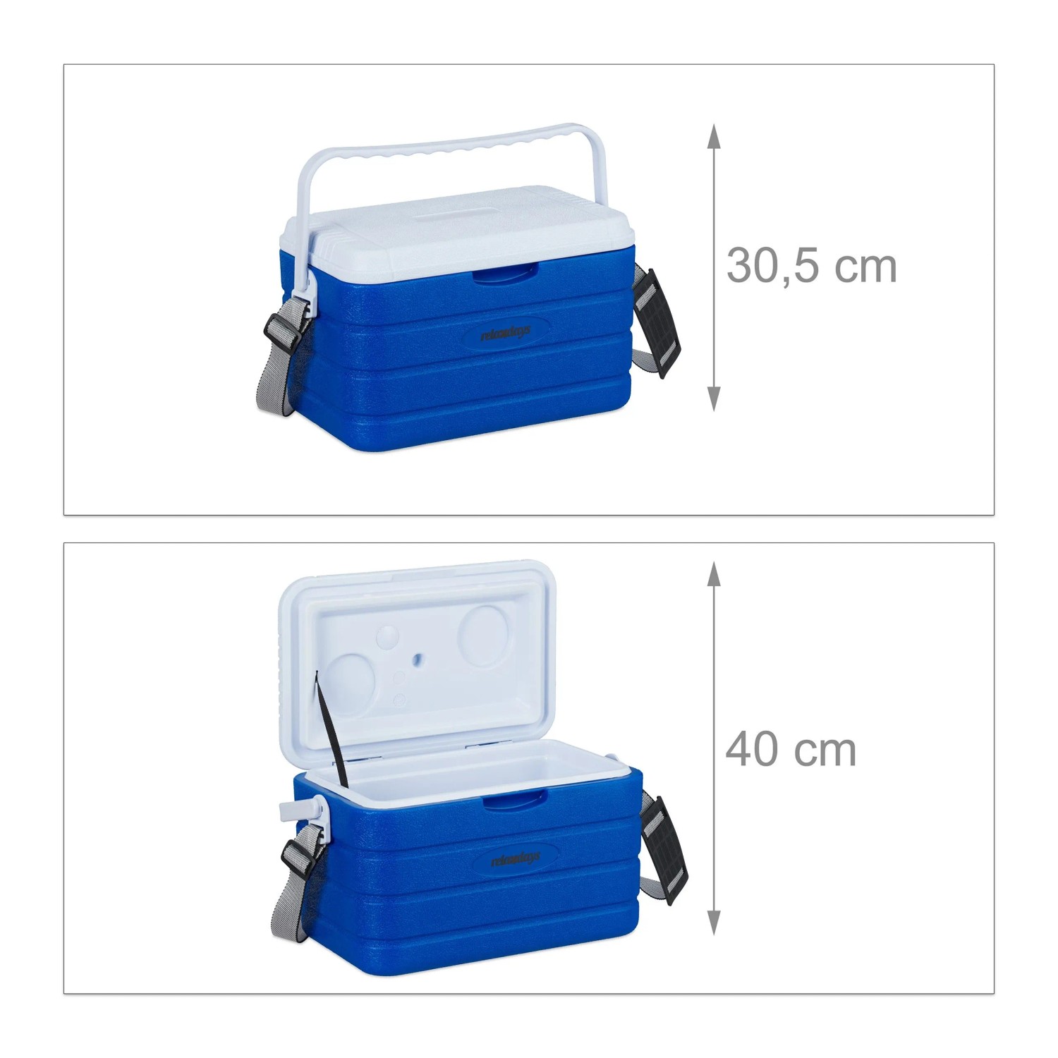 Relaxdays Kühlbox Kunststoff Blau Weiß Isoliert mit Tragegurt Verstellbar 10 l 22,5 cm x 37,5 cm x 23 cm 1,4 kg_5