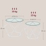 Vasagle Couchtisch 2er Set, rund, weiß/transparent, Glasplatte, Stahlgestell, modernes Design.