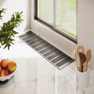 MS Beschläge Lüftungsgitter Alu Classic Edelstahloptik, 150x1000mm, im Badezimmer.