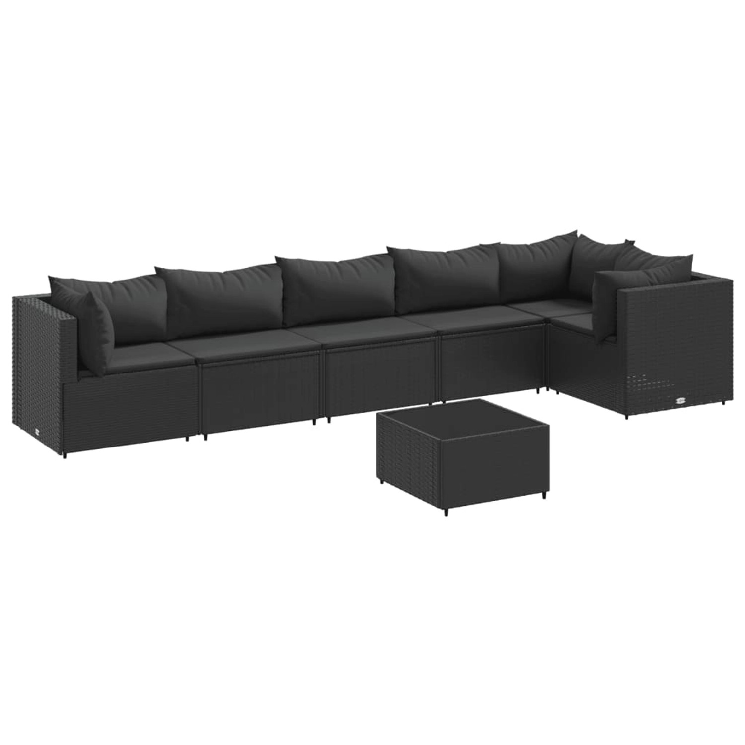 vidaXL 7-tlg Garten-Lounge-Set mit Kissen Schwarz Poly Rattan Modell 28 günstig online kaufen