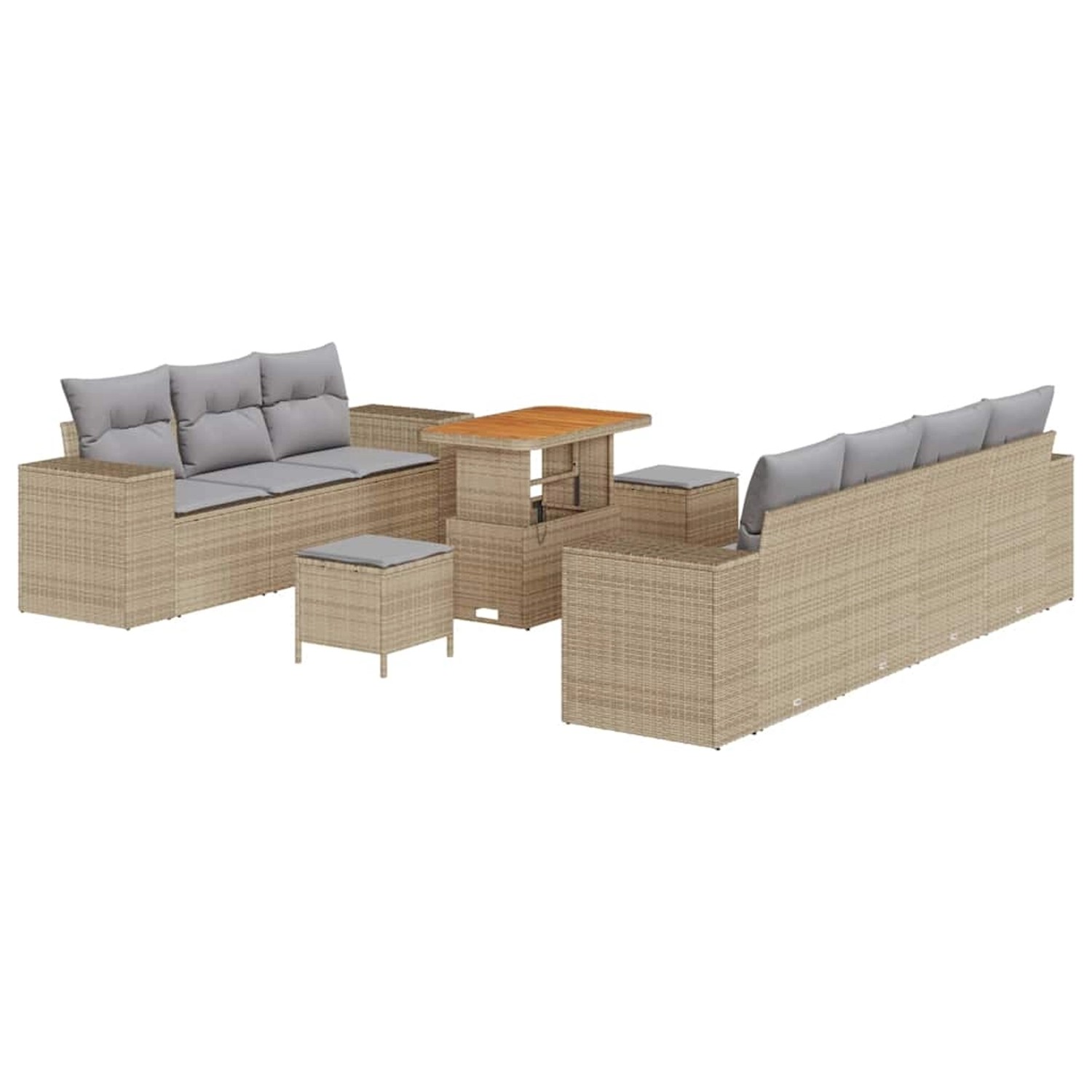 vidaXL Garten-Sofa-Set 10-Tlg Beige Poly Rattan 3361972 günstig online kaufen