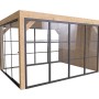 weka Gartenlaube Lumley: Moderne Terrassenüberdachung aus Fichte mit Flachdach, Glasschiebetür, Glas- und Holzwand.