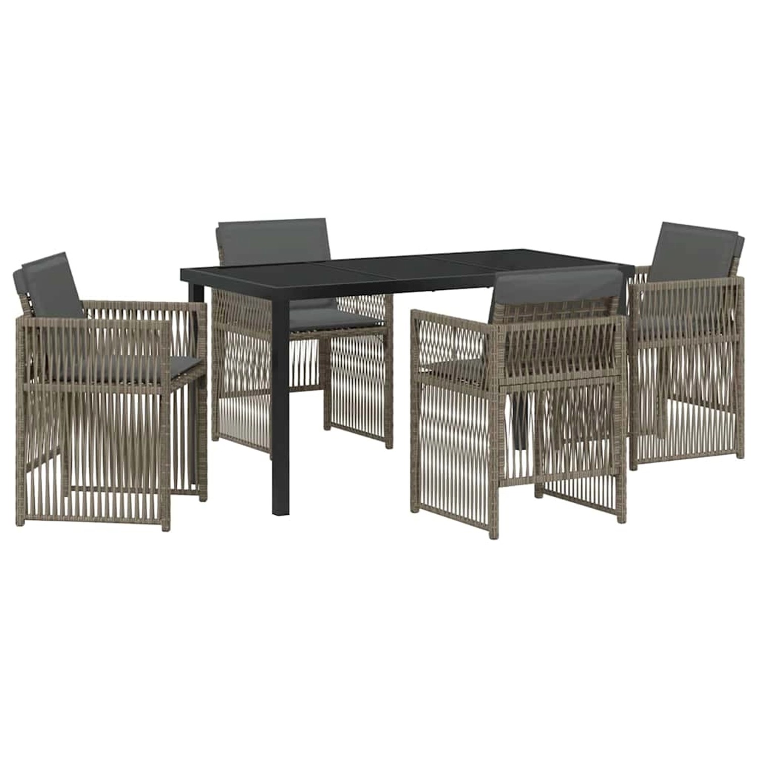 vidaXL Garten Essgruppe 5-Tlg Grau Poly Rattan 3380654 günstig online kaufen