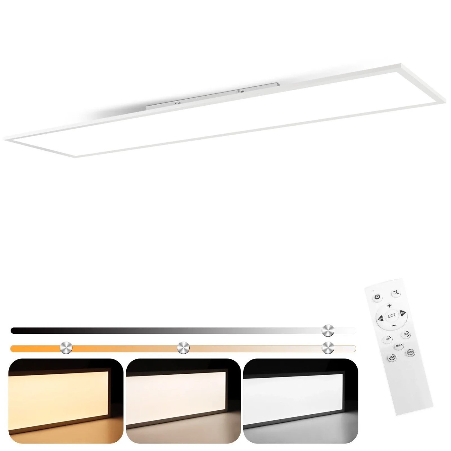 NETTLIFE LED Deckenleuchte aus Metall L120cm Weiß 48W Ring Design