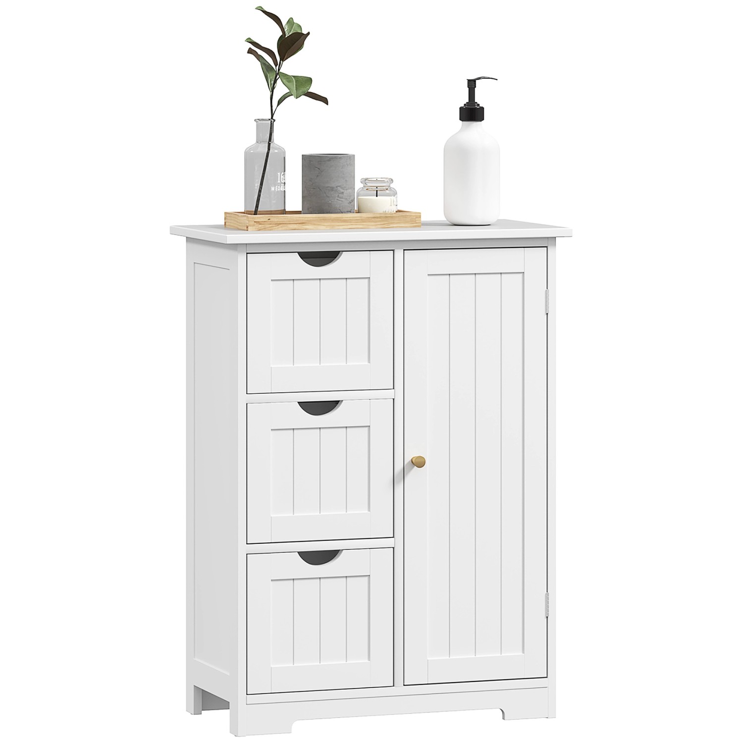 HOMCOM Badezimmerschrank MDF 60L x 30B x 80H cm Weiß günstig online kaufen