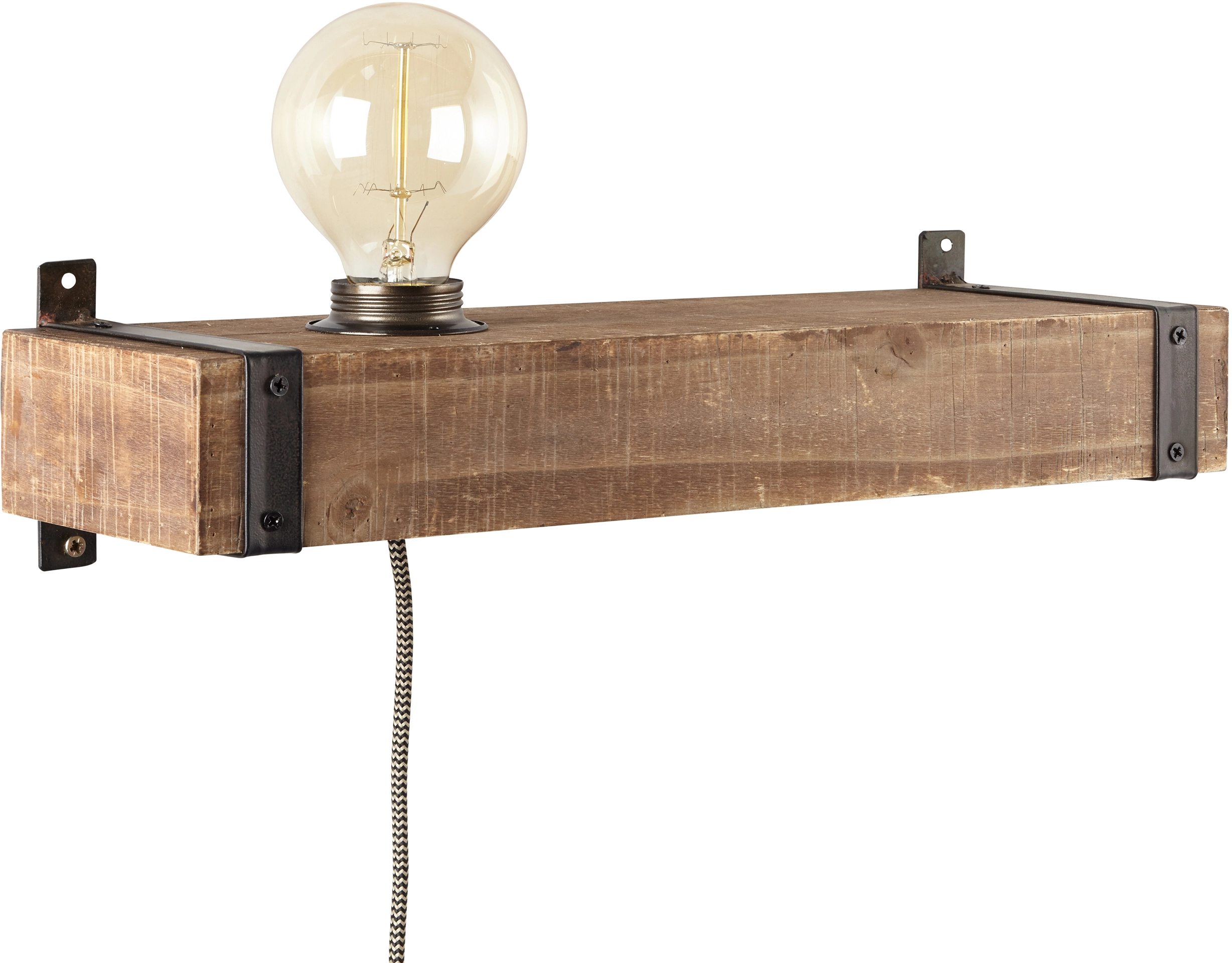 Brilliant Wandleuchte Woodhill mit Zuleitung und Schalter Schwarz und Holz  kaufen bei OBI | Tischlampen