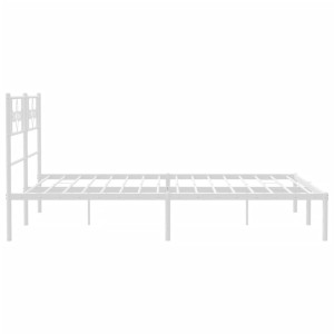 Weißes Metall Bettgestell 135x190 cm mit Kopfteil für Schlafzimmer
