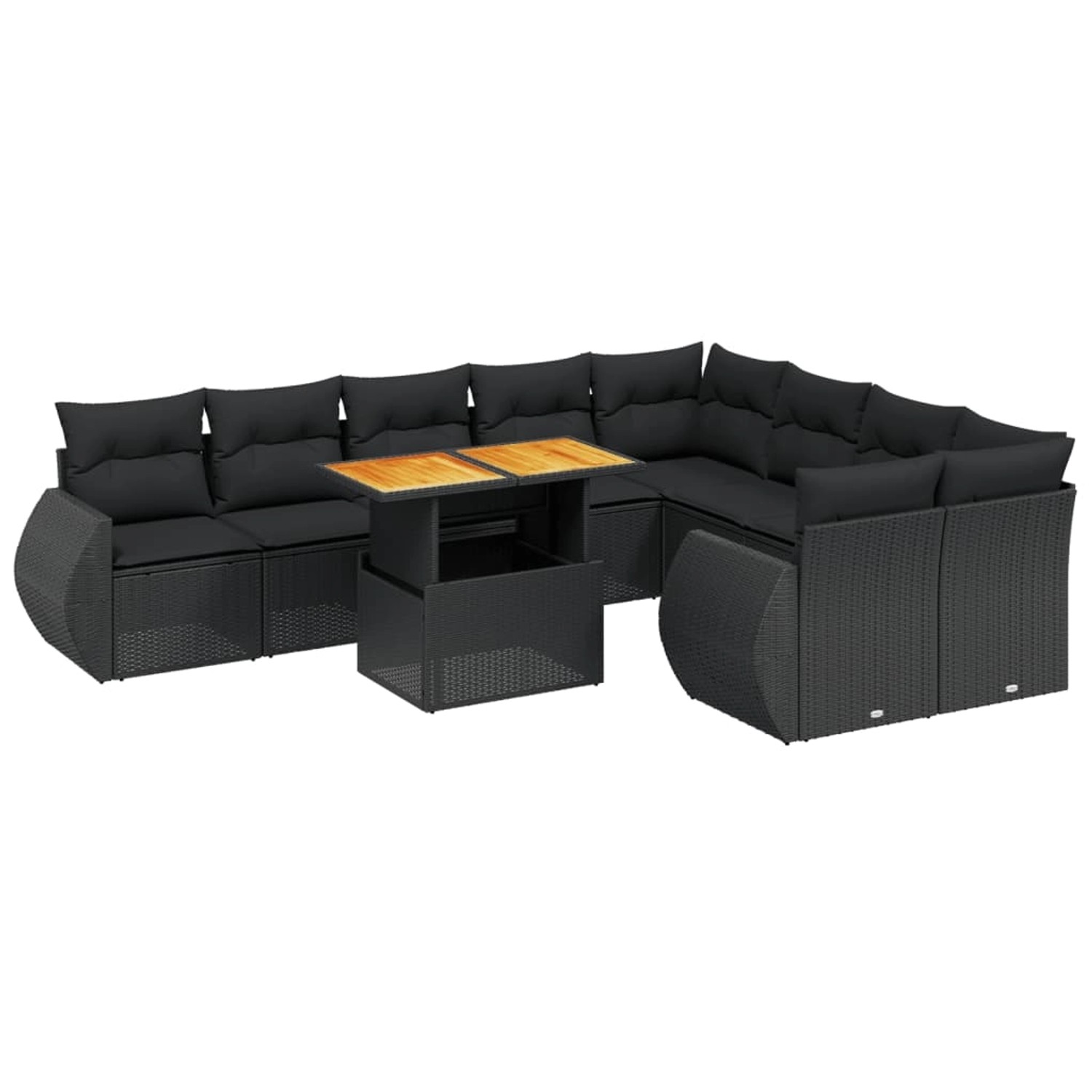 vidaXL 10-Tlg Garten-Sofagarnitur mit Kissen Schwarz Poly Rattan 3272350 günstig online kaufen