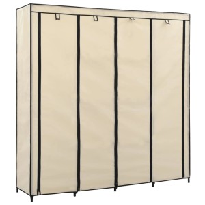 Cremefarbener vidaXL Kleiderschrank mit 4 Fächern, 175x45x170 cm. Praktischer Stoffschrank.