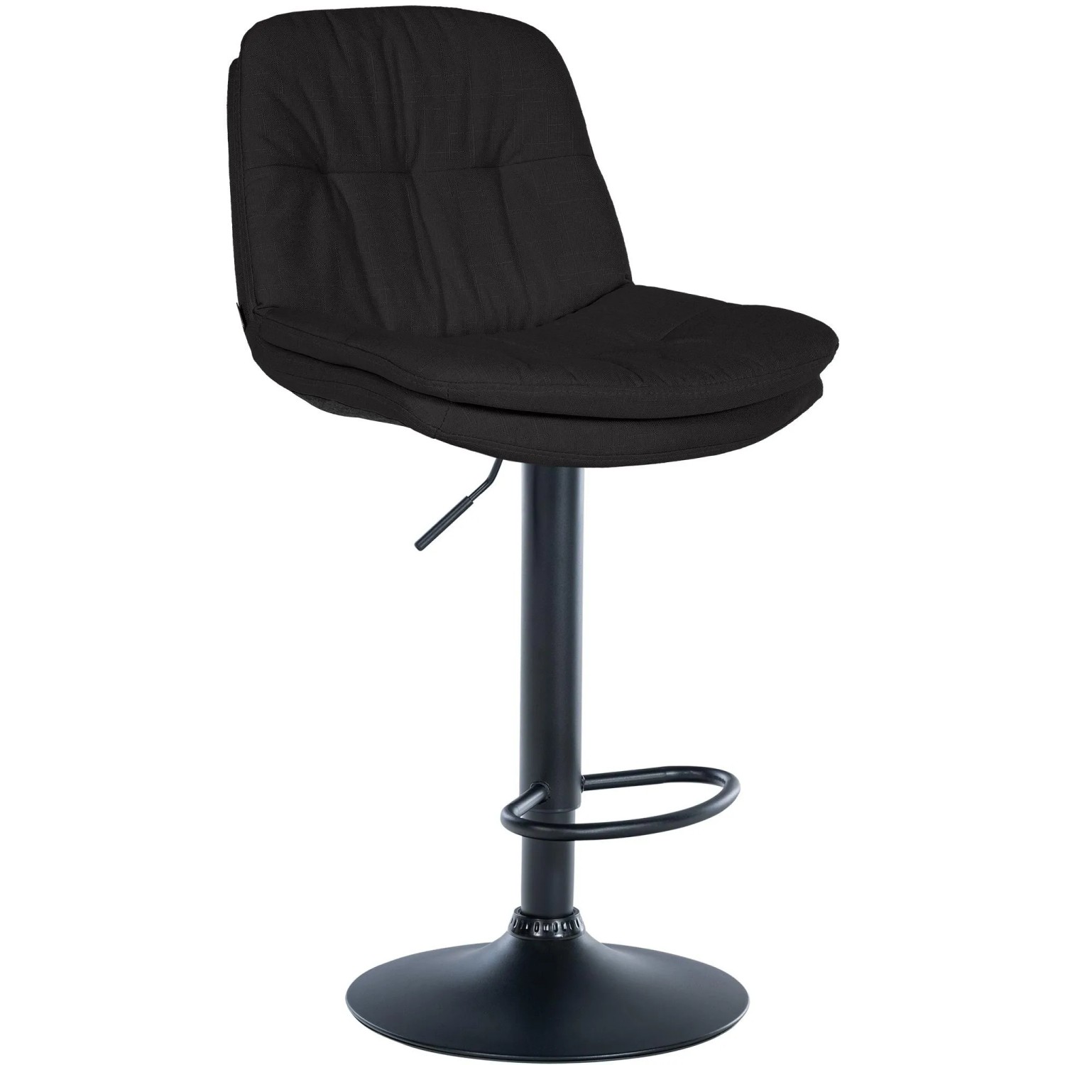 DELUKE Barhocker MITUN Stoff Schwarz 46x54x92cm Schwarz Barstuhl Höhenverstellbar Mit Lehne Drehbar Tresenhocker Tresenstuhl