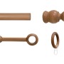 Mydeco Gardinenstange-Set Mini Holz Buche 160cm: Stange, Endstück, Träger und Ring.