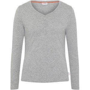 Gardena Damen T-Shirt Vapor Blue Melange, Größe 2XL. Gartenbekleidung mit langen Ärmeln und Knopfleiste.