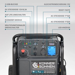 Könner & Söhnen LPG/Benzin-Inverter-Generator KS 8100iEG