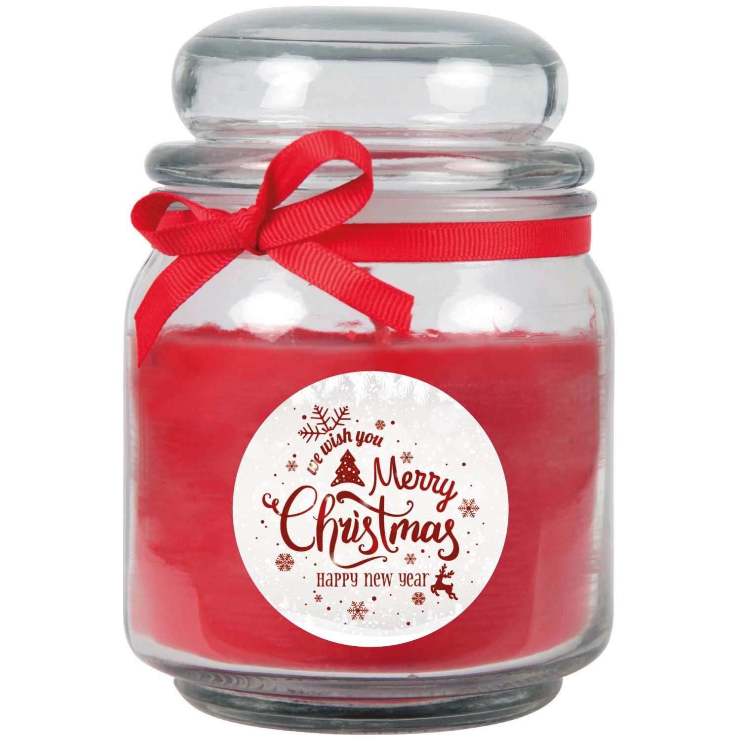 HS Candle Duftkerze & Glas Weihnachten Rot Bonbon 70h günstig online kaufen