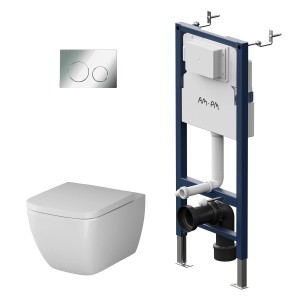 AM.PM WC-Set: Wand-WC mit Vorwandelement, Spülkasten und Drückerplatte, Gem Runde