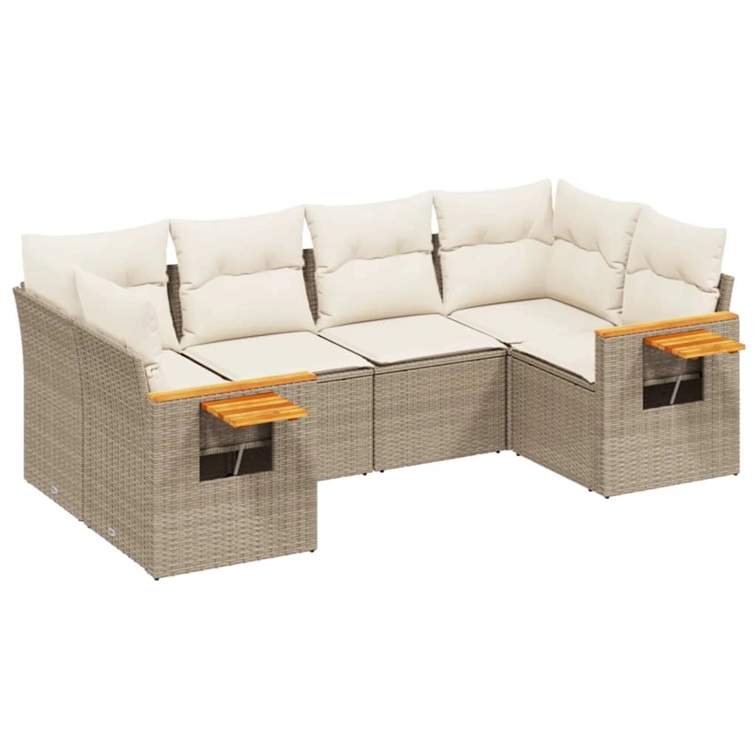 vidaXL 6-tlg Garten-Sofagarnitur mit Kissen Beige Poly Rattan Modell 146