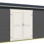 Lasita Holz-Gartenhaus Tuvalu XL in Carbongrau mit Doppeltür und Einzeltür.