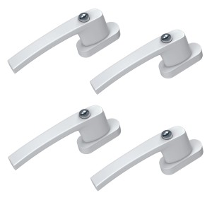 4er Set abschließbare Basi Fenstergriffe in Weiß, inklusive Schlüssel für erhöhte Sicherheit.