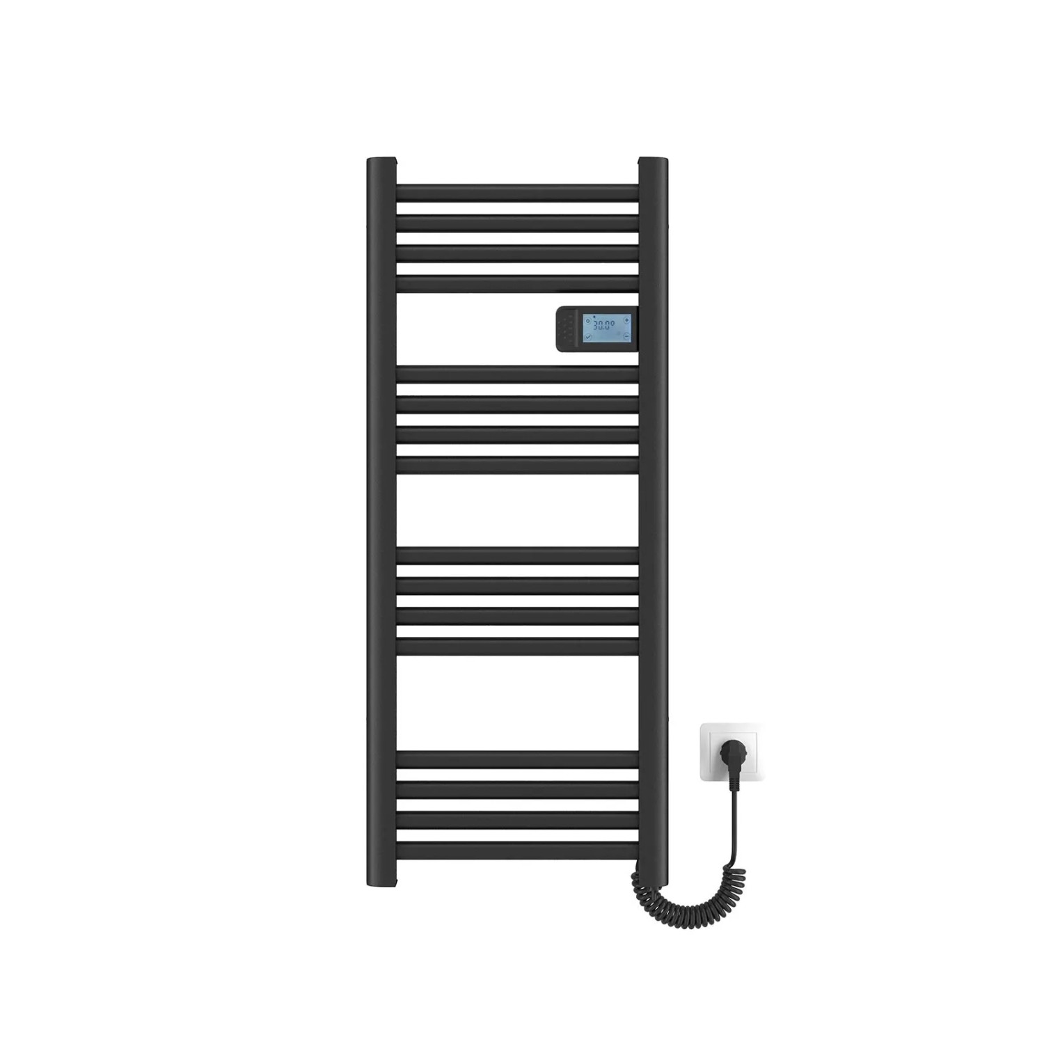 Emke Handtuchwärmer Elektrisch 96x40cm 300W Schwarz Heizkörper mit Thermostat LED Display mit Temperatur und Zeitanzeige